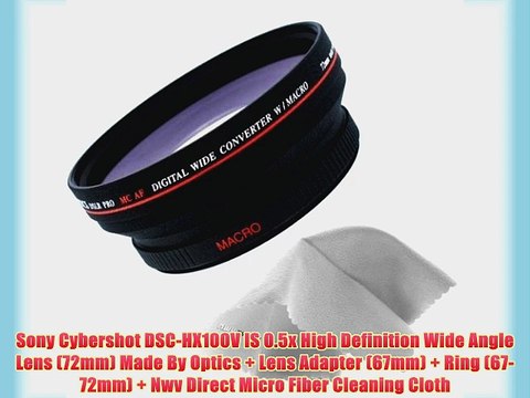 Sony Cybershot DSC-HX100V IS 0.5x High Definition Wide Angle Lens (72mm) Made By Optics Lens