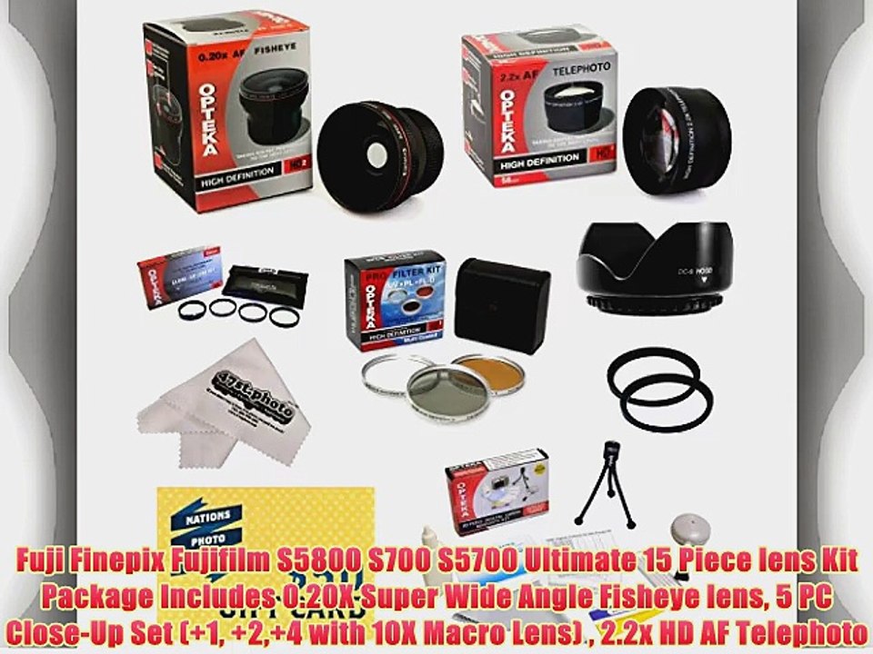 Fuji Finepix Fujifilm S5800 S700 S5700 Ultimate 15 Piece lens Kit Package Includes 0.20X Super