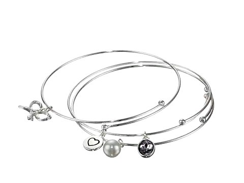 Nine West Charming Sets Silver-Tone Crystal Charm Bracelets Jewelry