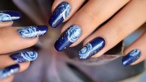 Nail art one stroke Blue Roses-Experienced