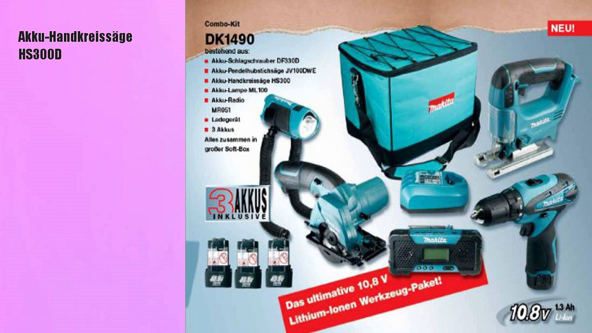 Makita DK1490 Combo-Kit 10,8 V (DF330D+HS300+JV100 - video Dailymotion