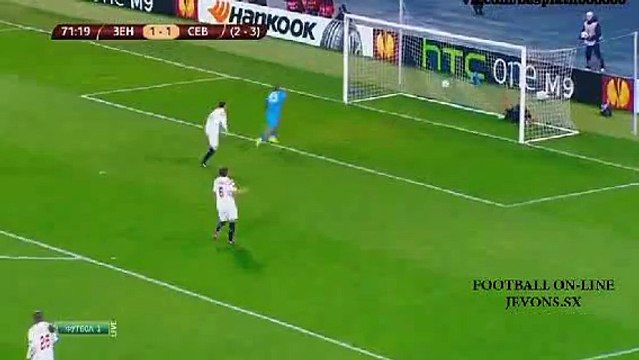 zenit-sevilla 2-1 Hulk amazing half line goal. WHAT A SHOT!!