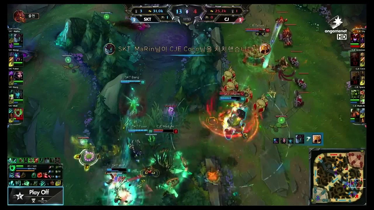 SKT T1 Faker LeBlanc Highlights - SKT vs CJ - Blind Pick Game 5 (12-0 on LB professionally)