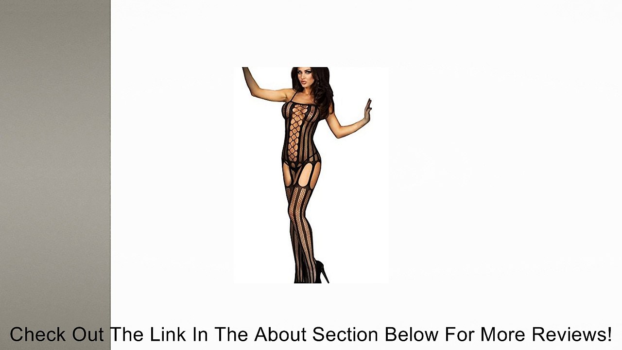 Amoretu� Womens Black Sheer Fishnet Striped Crotchless Suspender Bodystocking Review