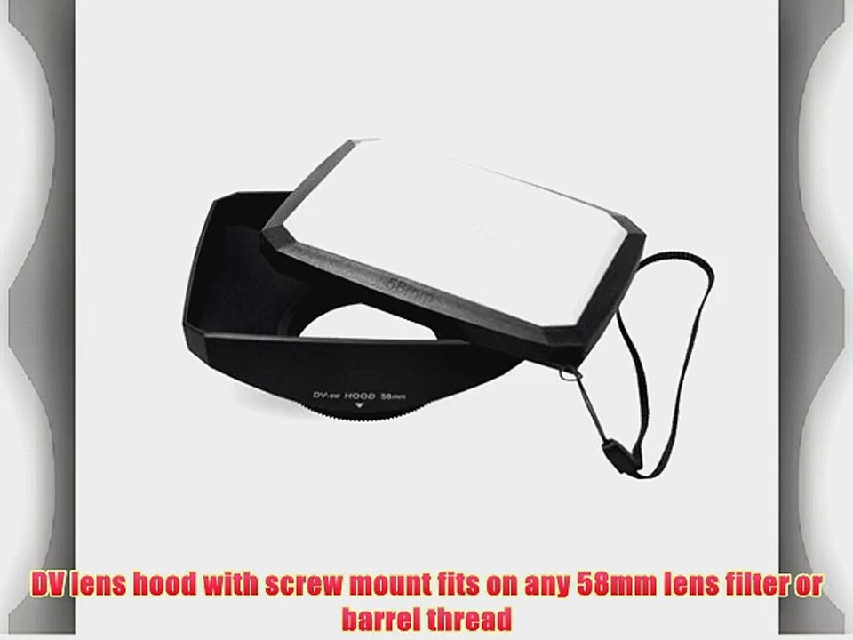 Mennon 58mm 16:9 Wide Angle Video Camera Screw Mount Lens Hood with White Balance Cap Black