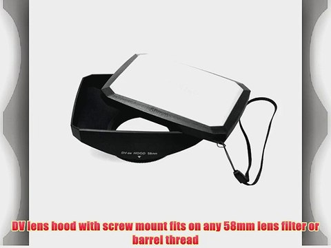 Mennon 58mm 16:9 Wide Angle Video Camera Screw Mount Lens Hood with White Balance Cap Black