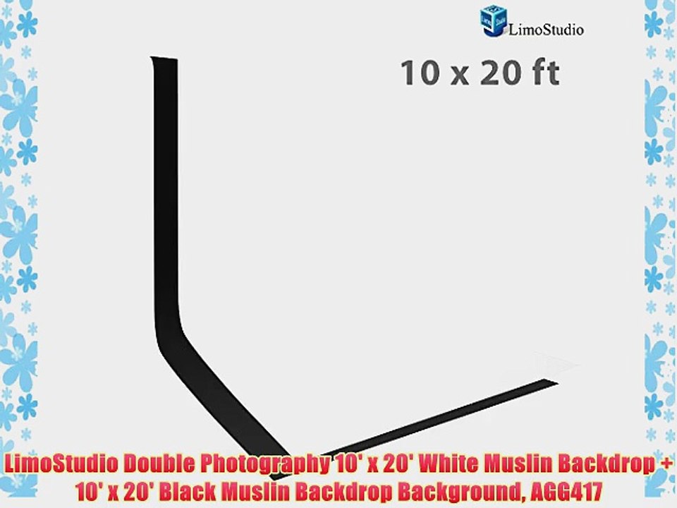 LimoStudio Double Photography 10' x 20' White Muslin Backdrop   10' x 20' Black Muslin Backdrop