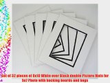 Pack of 32 8x10 WHITE/BLACK Double Mats Mattes for 5x7 photo with White Core Bevel Cut   Backing