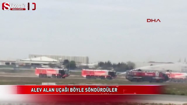 Alev alan uçağı böyle söndürdüler