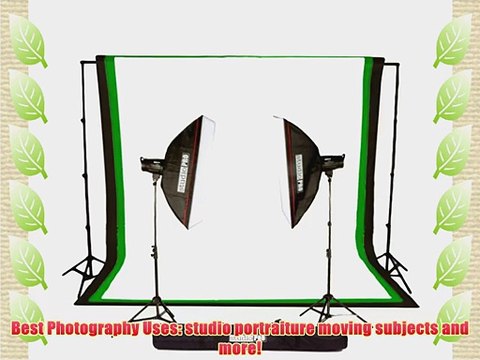 StudioPRO 800W/s Double Strobe Monolight Softbox Flash Lighting Kit with 6'x9' White Muslin