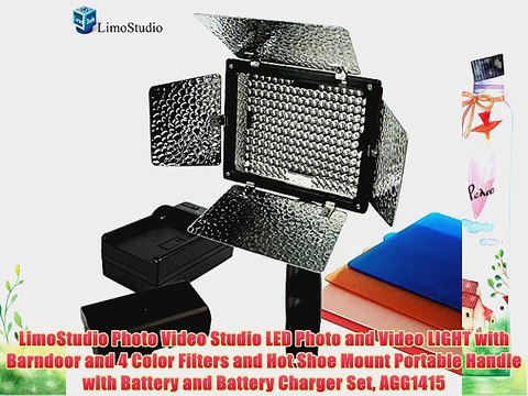 LimoStudio Photo Video Studio LED Photo and Video LIGHT with Barndoor and 4 Color Filters and