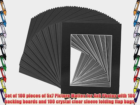 US Art Supply? Brand Premium High Quality 5x7 Black Picture Mat Matte Sets. Includes a Pack