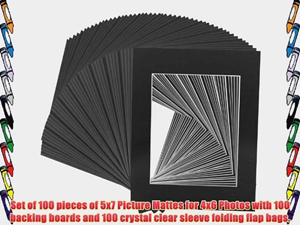US Art Supply? Brand Premium High Quality 5x7 Black Picture Mat Matte Sets. Includes a Pack