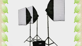 ePhoto LH9004S3 2400 watt 3 Softbox Video Studio Photo Lighting with Case for ChromaKey Photography