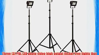 LED 3 Photo Video Light Kit 150 Watts Hi-Output 5600k Bulbs by PBL