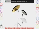 Photo Studio Flash Mount Umbrella Kit - 3 Umbrellas 1 Light Stand