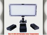 CowboyStudio 360 LED Dimmable Camera Camcorder On-Camera Bi-Color Light Panel with Battery