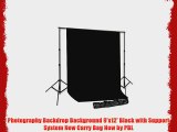 Photography Backdrop Background 9'x12' Black with Support System New Carry Bag New by PBL