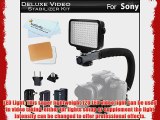 10-Piece Pro 120 LED Dimmable On-Camera LED Video Light Kit with Battery Charger Diffusers