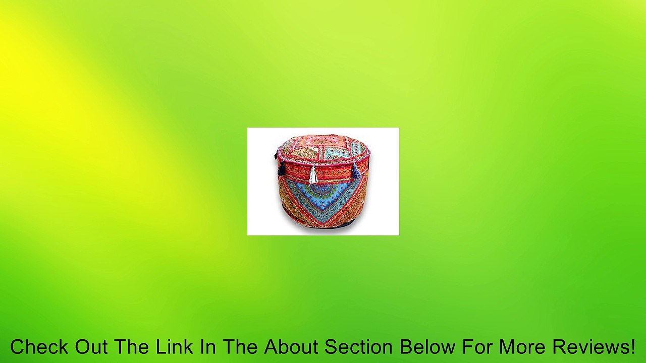 Round Patchwork Embroidered Multi Ottoman Pouf Bohemian Indian Decorative, Size 14 X 18 X 18 Inches Review