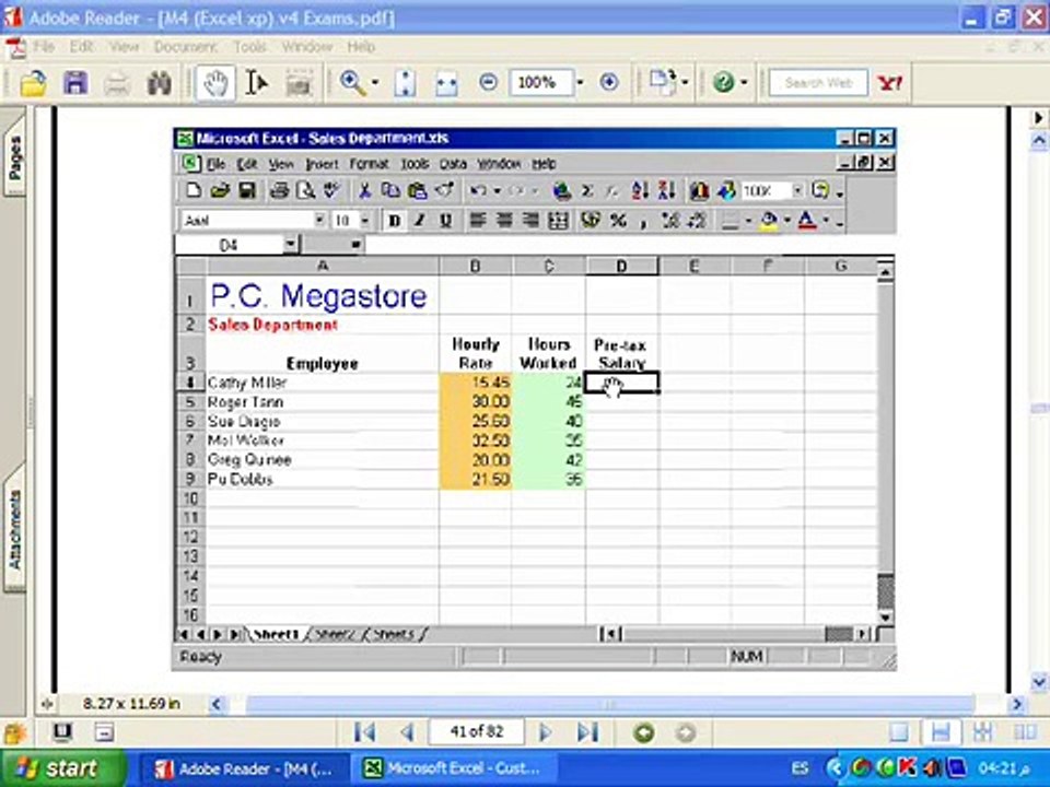 شرح تعليم icdl حل أسئلة الامتحان شرح تعليم الاكسل ( 5 )