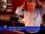 Japanese Sushi Master Slicing a Living in Czech Republic
