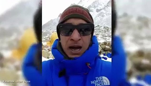 Terrifying moment rock and ice swept down Everest towards British climbers stranded at obliterated basecamp where 18 people were buried alive in avalanche sparked by Nepal quake