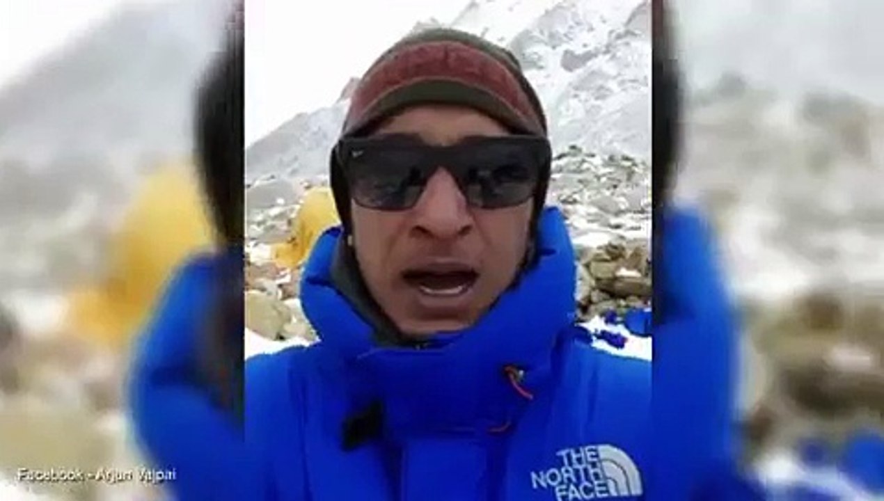 Terrifying moment rock and ice swept down Everest towards British climbers stranded at obliterated basecamp where 18 people were buried alive in avalanche sparked by Nepal quake