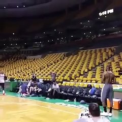 LeBron James amazing one hand full court shot