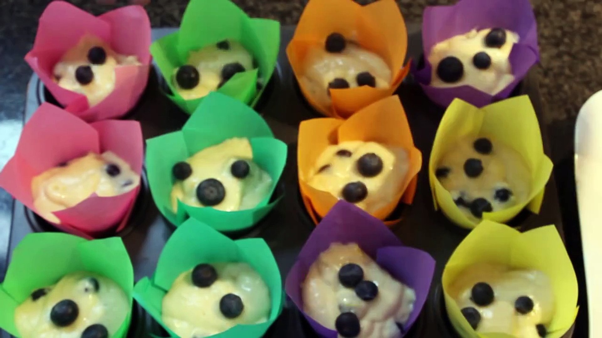 Blaubeer-Muffins / Blueberry Muffins / Heidelbeer-Muffins in Tulpen-Cups