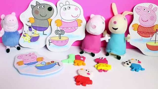 Peppa Pig Bath Toys Peppa Pig 4 Shaped Bath Puzzles Peppa Pig Toys Свинка Пеппа игрушки