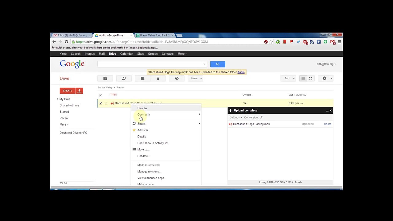 How to upload an audio file