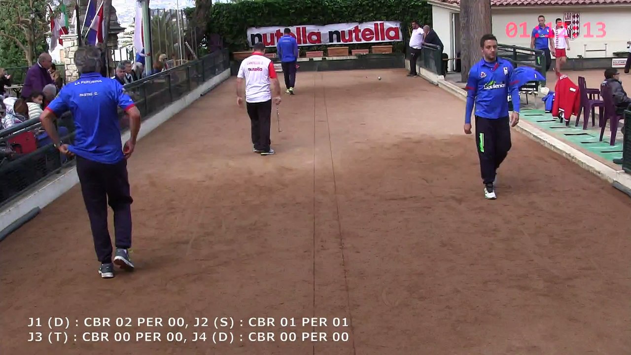 Troisième mène, Peyret (CB Rocher) vs Manolino (La Perosina), Coupe d'Europe, Sport Boules, Monaco 2015