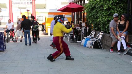 Funny kung-fu guy on the street