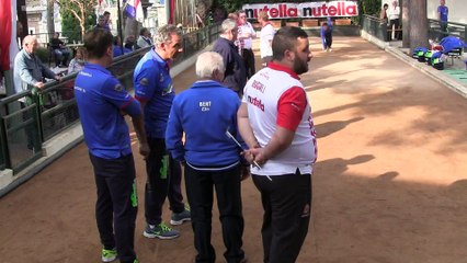 Septième mène, Peyret (CB Rocher) vs Manolino (La Perosina), Coupe d'Europe, Sport Boules, Monaco 2015