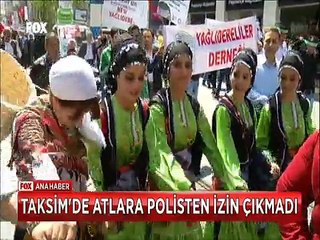 Giresun Taksim'e takası, fındığı, teknesi ile geldi ama atlara izin çıkmadı