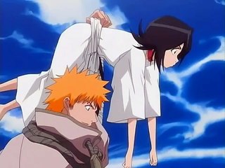 Ichigo throws Rukia