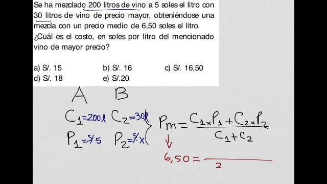 Como resolver problemas de mezclas usando promedio ponderado