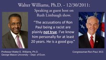 Ron Paul is NOT a Racist. Walter Williams defends Dr. Paul on Rush Limbaugh Show