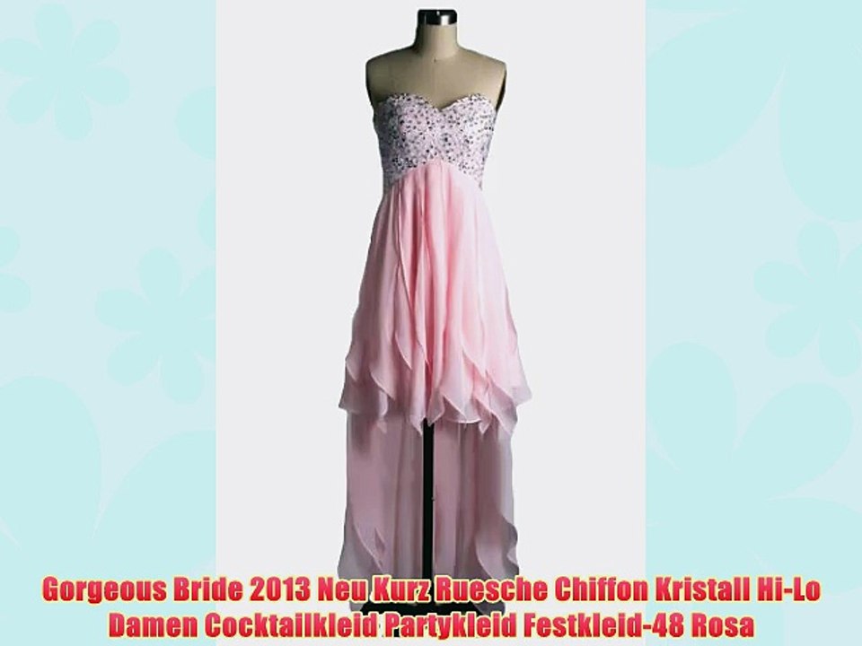 Gorgeous Bride 2013 Neu Kurz Ruesche Chiffon Kristall HiLo