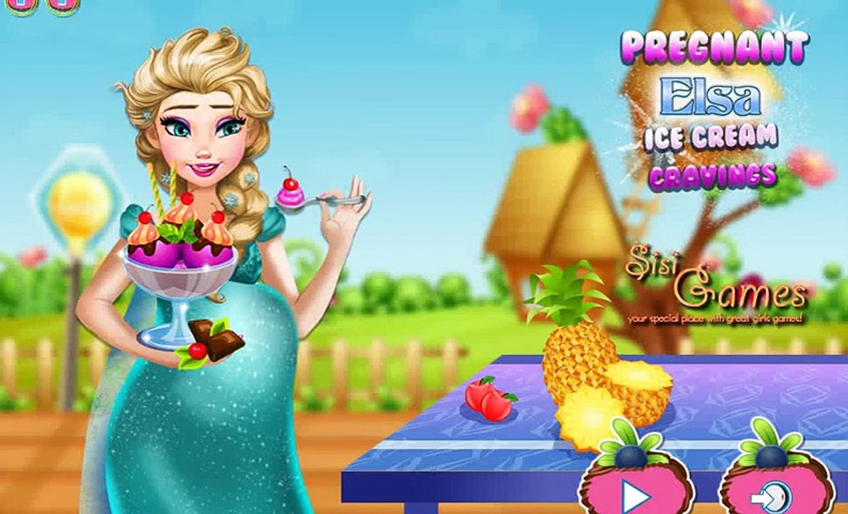 Pregnant Elsa cooking her favorite blueberry ice cream in the fun game
