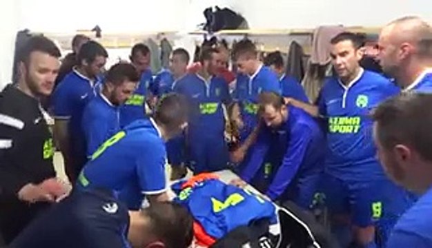 Joie des joueurs de la JGF après leur victoire contre SC Brest (3-1)