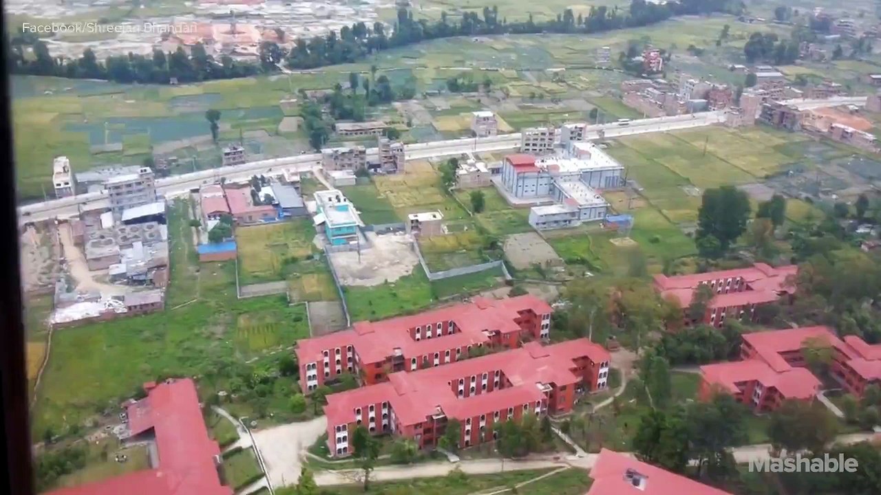Aerial footage shows the damage of Nepal after...