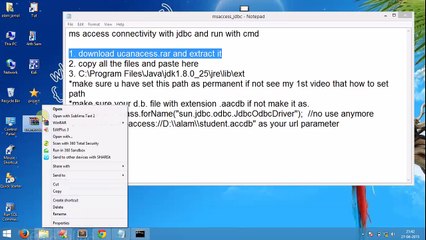 how to run jdbc program in cmd to connect ms access d.b.