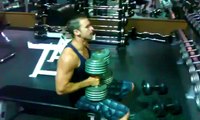 EXERCISE GYM TUTORIAL 100 pound Dumbell Press 8 reps
