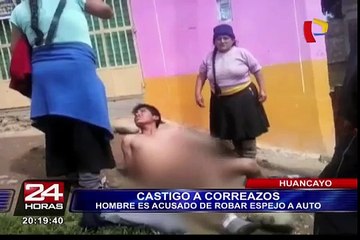 Huancayo: castigan a correazos a ladrón por robar espejo de auto