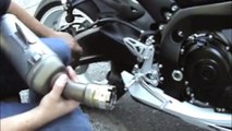 R-77 Yoshimura slip on exhaust Installation and tips for baffle removal.