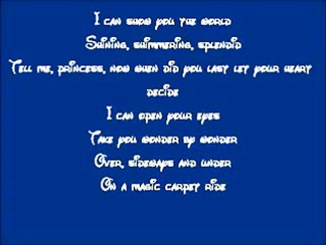Aladdin A Whole New World Lyrics Video Dailymotion