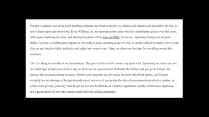 William Lao | Tips for travelling around Europe