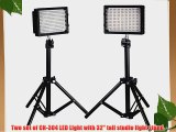 Neewer Photography 304 LED Studio Lighting Kit including (2)CN-304 Dimmable Ultra High Power